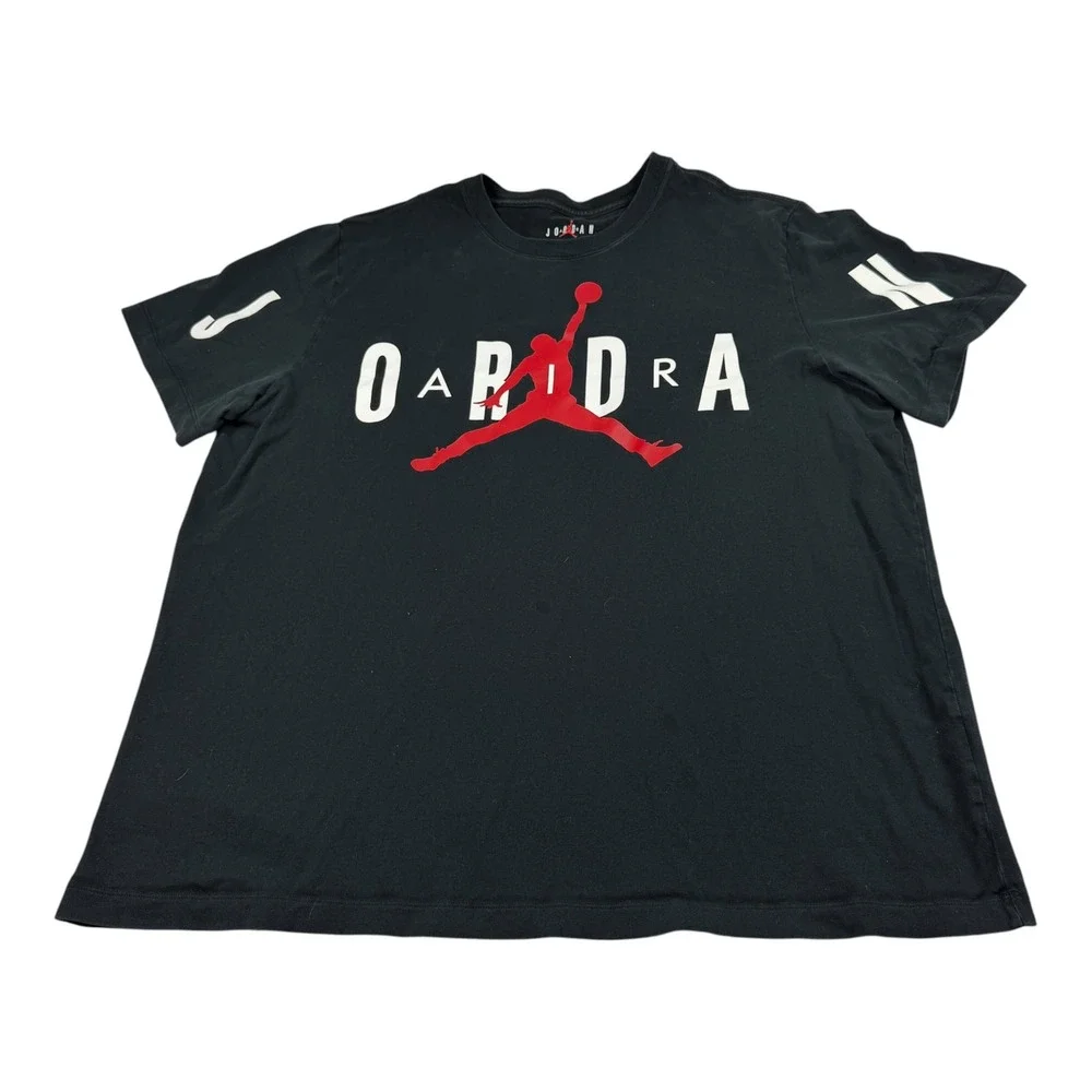 Jordan Mens Jumpman Graphic T-Shirt Black Red White DV1445-010 Size 2XL